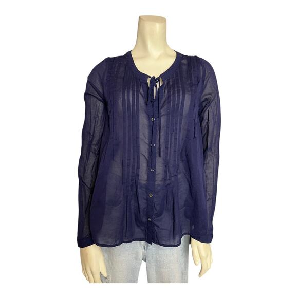 Free People Blue Hi-Lo high low Blouse Shirt sz Small - Picture 1 of 12